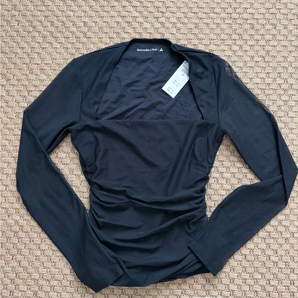Abercrombie & Fitch Black Ruched Long Sleeve Top